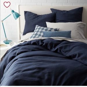 West Elm Belgian Flax Linen Duvet Cover - midnight